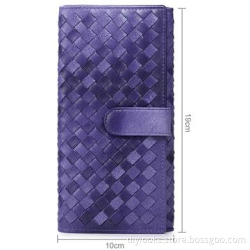 Nuchelle High-end Woven Pattern Color Gradient Style Sheep Leather Wallet, Purple